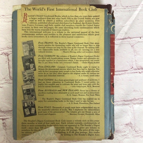 Reader’s Digest Condensed Books Winter 1956 Hardcover Book - Picture 2 of 3